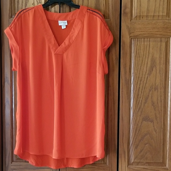 Ava & Viv Tops - • Ava & Viv • Orange Tunic w/ Cuffed Cap Sleeve